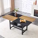 Table à manger rectangulaire style industriel 160x90x76 cm Table pour 4-6 personnes Marron/noir Étagère de rangement multifonctionnelle Pour salon/cuisine/salle à manger image 3