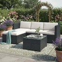 Garden Corner Sofa rattan Garden Furniture Patio Set Garden Entertaining Set Garden Rattan Furniture Lounge Set,Black  image 3