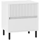 HOMCOM Bedside Table Modern Ridged 2 Drawers White/Black image 0
