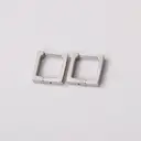 Silver Tone Stainless Steel Square Hoop Earrings, 14mm Minimalist Rectangular Huggie Hoops image 6