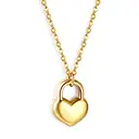 18K PVD Gold Stainless Steel Heart Lock Pendant Necklace, 40+5cm Dainty Love Choker image 1