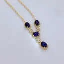 18-Inch Women's 18K Gold Plated Teardrop Pendant Necklace with Blue Accents image 1