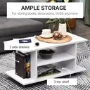 HOMCOM Modern TV Cabinet Stand Storage Shelves Table Mobile Bedroom Furniture Bookshelf Bookcase White image 3
