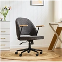 CLIPOP Home Office Chair Fabric, Ergonomic Computer Desk Chair, Swivel Chairs with Arms and Wheels, Padded Cushion Seat & Back Support for Study, Work Modern 0700 deep grey single 61*63.5*95 cm image 4
