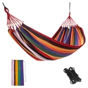 ochama x J.ZAO Hamac de Jardin 2 Personnes Arc-en-Ciel 200x150cm, Hamac Suspendu avec Barres de Bois, Toile en Coton Respirante, Charge 150kg, pour Camping, Terrasse et Balcon, Inclus 2 Sangles et Sac de Transport image 0