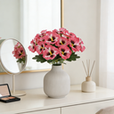 Yuejia 4Pcs 11in/28cmArtificial Pansies Flowers Outdoor Faux Flowers Plastic Plants Artificial Silk Flowers for Front Porch Garden Window Box Hanging Planter Decoration(rose red) image 2