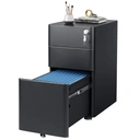 DEVAISE 3 Drawer Filing Cabinet, Lockable File Cabinet Metal Under Desk Storage Fits Letter/Legal/A4 Size for Home Office, Balck image 0