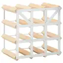 MINGHOU 12-Bottle 3×3 Grid Wine Rack Wood & Galvanized Steel Combination Freestanding Wine Storage Organizer for Home Bar Kitchen image 2