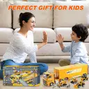 Friction-Powered Musical Container Truck Set (Comes with 6 Alloy Engineering Vehicles, Alloy Crane Tower, Catapult Function, Music Buttons and Engineering Scene Accessory Pack) image 6