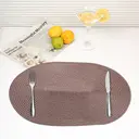 PP Placemats Set of 6 for Dining Table，PP oval placemat BL dark brown，Washable Woven Vinyl Non-Slip 18x12 inches Placemat Heat-Resistant Durable Table Mats for Dining Table Easy to Clean image 1