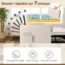 HOMCOM Canapé convertible 2 places 3 en 1, canapé-lit capitonné, lit gigogne double, dossier réglable, 2 coussins et poches d'accoudoirs, tissu aspect lin, pour chambre, beige image 1