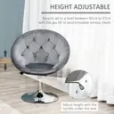 HOMCOM Swivel Dressing Stool, Velvet-feel Upholstered Vanity Chair, Adjustable Height Tub Makeup Chair with Button Tufting and Thick Padding for Bedroom, Grey image 4