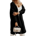 Women's Long Cardigans Cable Knitted Open Front Oversized Hooded Outerwear Sweater Coat (Black, XL) image 1