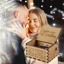 Alphynix 1pc Hand-Cranked Music Box, "You Are My Sunshine" Engraved Interior, Wooden Retro Musical Gift with Carved Floral Patterns image 2