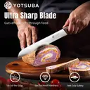 YOTSUBA 38cm Hand-Forged Bread Knife, Hollow Groove Design, Multi-Layer Steel Blade, Rosewood Handle Kitchen Knife image 1