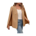 Women's CAPE Blazer Split Sleeve Open Front Lightweight Office Jacket Workwear (khakiColor， M) image 1