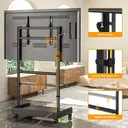 TV Stand on Wheels for 40-86 Inch LCD LED OLED Flat Panel Plasma TVs, Height Adjustable TV Floor Stand with Shelf TV Trolley with Wooden Base Max VESA 600x400mm up to 68 kg, Black image 4