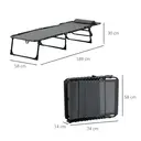 Outsunny Chaise longue pliable bain de soleil transat de relaxation dossier inclinable 5 niveaux tétière amovible pochette latérale intégrée revêtement textilène acier dim. 189x58x30cm gris image 2