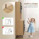 HOMCOM 176 cm Tall Kitchen Cupboard with RGB LED Lights, Freestanding 6-Door Kitchen Storage Cabinet with 2 Drawers, Adjustable Shelves, Open Countertop and Cable Hole, Oak and Black image 6