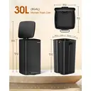Lovewind Kitchen Trash Can with Lid, 8 Gallon/30 L Footstep Garbage Can for Kitchen Bedroom Home Office, 30 Liter Trash Bin Brushed Stainless Steel Waste Bin with Soft-Close Lid,black image 7