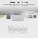 Rapoo E9050L clavier sans fil à membrane 75 %, disposition QWERTY US, multi-mode, ultra-fin, 78 touches, clavier sans fil multi-appareils, 2,4 GHz / Bluetooth 5.0/4.0, pour Windows/Mac/Linux/Chrome, prise en charge de 4 appareils, compact et tendance, adapté aux utilisateurs de bureau exigeants - Blanc image 6