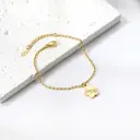 Cherry Blossom Flower Pendant Bracelet with Cubic Zirconia, 18K Gold Plated Stainless Steel Adjustable Jewelry (18+4cm) image 1