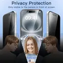 VoxorAI Protection d'écran pour iPhone 16plus, verre trempé, film de confidentialité à 360°, indispensable pour les déplacements, application instantanée et fixation automatique image 1