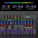 Rexsun T17 100% Wired Mechanical Keyboard, QWERTY US layout, 104 Keys, RGB Backlight, USB Wired, Anti-Ghosting, Ergonomic Design, Compatible with Windows & Mac, Black, T17 image 3