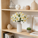 Yuejia Lot de 3 bouquets de fleurs artificielles en soie hibiscus tropical blanc - 45 cm image 3