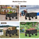 CLIPOP Festival Trolley with All-Terrain Wheels, 180L Folding Wagon with Expandable Tailgate and Adjustable Handle Large Capacity Garden Cart for Beach Camping Outdoor Black image 7