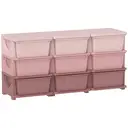 HOMCOM 9 Drawers Plastic Storage Units, 3 Tier Kids Storage Units, Children Toy Chest for Nursery, Playroom, Bedroom, Pink image 0