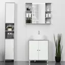 kleankin Under Sink Cabinet, Bathroom Vanity Unit, Storage Cupboard with Adjustable Shelves, White and Grey image 6