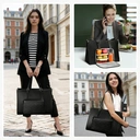 Laptop Bag Women with Insulated Lunch Compartment， Laptop Handbag 15.6 Inch， Work Bag Women Large， Briefcase Waterproof， Shopper Bag Leather， Shoulder Bag for Business， School， Black， New Year Sale ， Top gift picks image 5