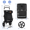 Foldable Shopping Trolley with Cooling Compartment, 3-in-1 Trolley, Sack Truck & Shoulder Bag, Shopping Trolley, Shopping Trolley 43L Capacity & Tie Down Strap, Shopping Cart with Wheels, Foldable Trolley, Grocery Shopping, Portable Trolley, Black image 1
