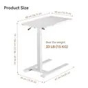 SIHOO D01 Overbed Table - Height & Tilt Adjustable, Laptop Standing Desk with Wheels for Hospital & Home Use, White image 8