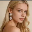 Boucles d'oreilles pendantes VoxorAI argentées, inspirées de Chanel, en forme de larme française et perles, puces d'oreilles, pour toutes les saisons image 1