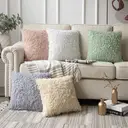 Phantoscope Mirror Collection, Feather-Effect Velvet-Style Cushion Covers, for Sofa, Bed & Chair, Light Beige, 18 x 18 inches (45 x 45 cm) image 1