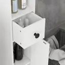 kleankin Badezimmerschrank schmal, Badschrank Hochschrank mit 4 offenen Fächern und Schublade, Toilettenschrank für Wohnzimmer Badezimmer kleine Räume, 20 x 20 x 180 cm Weiß image 7