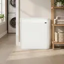 JOYFURNOS Grand Panier à Linge en Bambou, Panier à Linge Pliable à 3 Compartiments avec Couvercle, Sac Intérieur Amovible, Blanc image 3