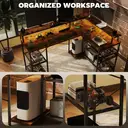HOMCOM L Shaped Gaming Desk with LED Lights and Power Outlets, 150cm Corner Computer Desk with Monitor Stand and Storage Shelves, Home Office Desk for Small Space, Rustic Brown image 6
