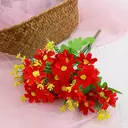 Wei's Moment 6 Bundles of Artificial Balcony 
Plants and Indoors, Plastic Flowers Decoration, Faux Plastic, UV-Resistant Flowers for Graves and Garden Bright red image 1