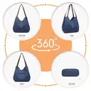 Kono Canvas Shoulder Tote Bag, Vintage Hobo Handbag for Women, Casual Top Handle Bag for Work School Travel Shopping Navy image 7