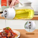 BJ Flacon à huile en verre 630 ml, ouverture et fermeture automatique, pour huile, sauce, vinaigre et assaisonnement, blanc image 1