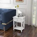 HOMCOM Bedside Table Cross Panels 1 Drawer White image 2