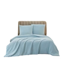 MEEALLHOME Parure de lit en flanelle lavée bleu - 1 housse 200 x 200 cm et 2 taies 65 x 65 cm image 1