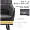 CLIPOP Faux Leather Dining Chairs Set of 2, Lounge Reception Chairs with Arms and Metal Legs, Padded Accent Armchair for Kitchen Dining Room, Living Room Corner Bedroom 067 pu deep grey 55*60*82.5 cm image 3