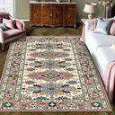Boho Vintage Floral rugs, Non - Slip, Persian - Style Ornate Pattern, Soft & Durable, Ideal for Entryway, Adds Elegant Charm to Home Decor,Red,35.8*59.8inch image 0