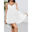 Robe Femme à Bretelles Fines Col en V pour Printemps Été Vacances et Tenue Quotidienne Blanc Taille S image 1