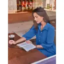 Robe longue superposée pour femme avec col chemise Bleu Taille S image 2