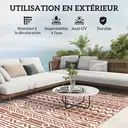 Outsunny Tapis d'extérieur réversible 1,8 x 2,7 m, tapis de sol au motif mur géométrique en PP, sac de transport inclus, résistant aux intempéries, rouge et blanc image 5